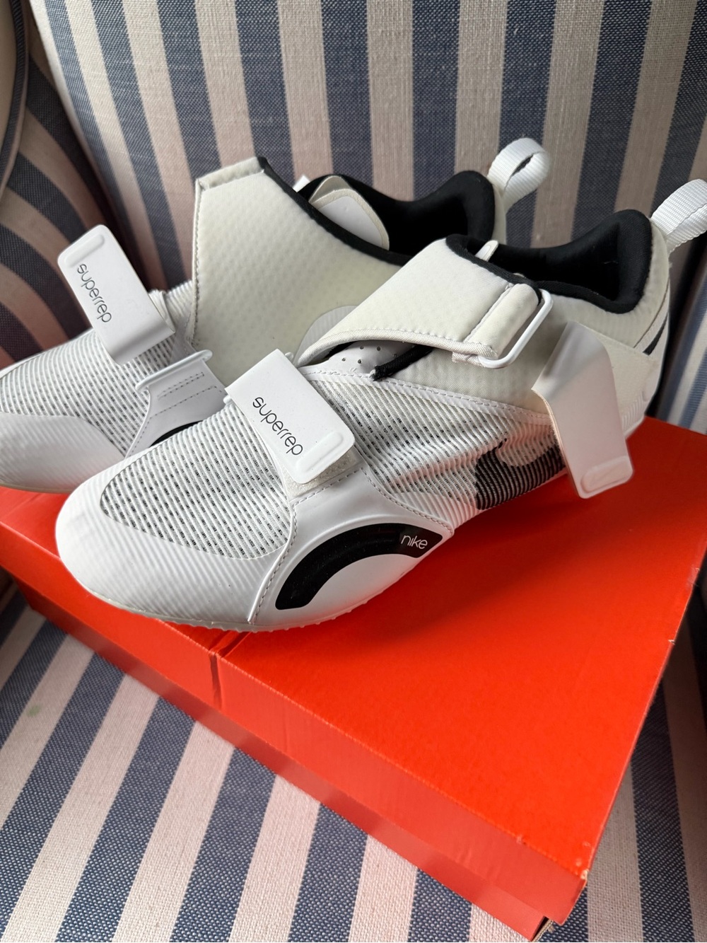 Nike White and Black SuperRep clip in for bike and peloton
